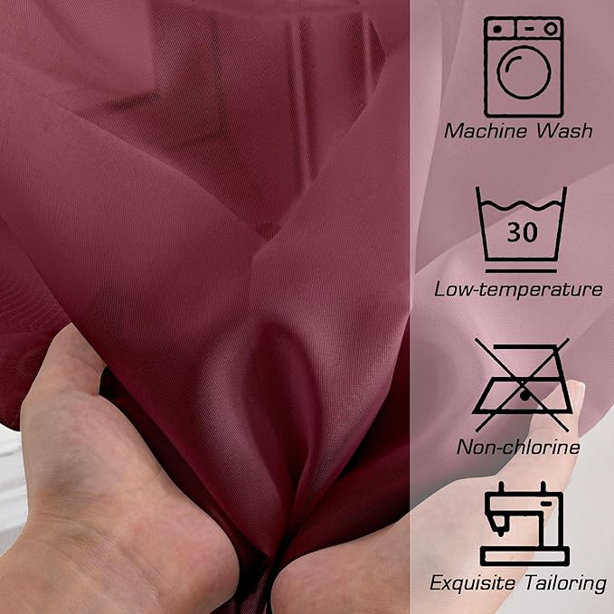 OWENIE Sheer Curtains, Sheer Curtains 78 inch Length 2 Panels Set, Rod Pocket Voile Fimly Sheer Drapes for Living Room/Bedroom, 2pcs, Each 42" W x 78" L, Burgundy