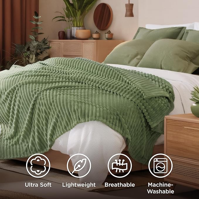 Bedsure GentleSoft Reseda Full Blanket for Couch - Cozy Soft Blankets for Women, Cute Small Fleece Throws for Girls, Birthday Gifts for Women Decor Gifts for Mom, 84x90 Inches
