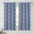 Beauoop 100% Blackout Curtains 54 Inches Long 2 Panels for Bedroom Living Room Blue Moroccan Geo Room Darkening Thermal Insulated Soundproof Grommet Top Window Treatments Drapes, 50x54 Set of 2