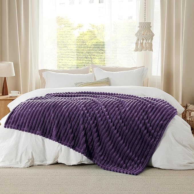 Bedsure GentleSoft Purple Fleece Blanket for Couch - Cozy Soft Blankets for Women, Cute Small Throws for Girls, 60x80 Inches