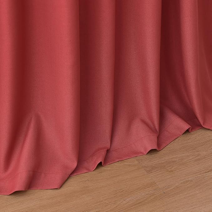 Christmas Red Linen Curtains 90 Inches Long for Living Room Light Filtering Semi Sheer Curtain Back Tab and Rod Pocket Vintage Rustic Luxury Home Decor Neutral Drapes for Bedroom 52x90, 2 Panels