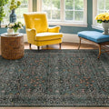 Dark Green 4x6 Washable Area Rug for Living Room Bedroom Large Entryway Kitchen, Ultra Soft Non Slip Stain Resistance, Floral Distressed Aethestic Design