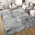 Living Room Rug 7x10 Gray Area Rugs Machine Washable Abstract Boho Large Rug Non-Slip Non-Shedding Faux Wool Indoor Vintage Carpet for Bedroom, Classroom, Dining Room, Kids Playroom