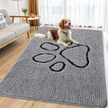 Smiry Dog Door Mat for Muddy Paws, Absorbent Dirt Trapper Non Slip Quick Dry Washable Chenille Mat for Mud Dogs, Entry Rug for Indoor and Outdoor (70x32 Inches, Grey and Black)