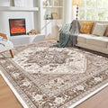 OPPODREAM Soft Area Rugs 3x5, Washable Rugs with Non Slip Backing, Low-Pile Throw 3x5 Carpet, Faux Cashmere 3 x 5 Carpet, Khaki