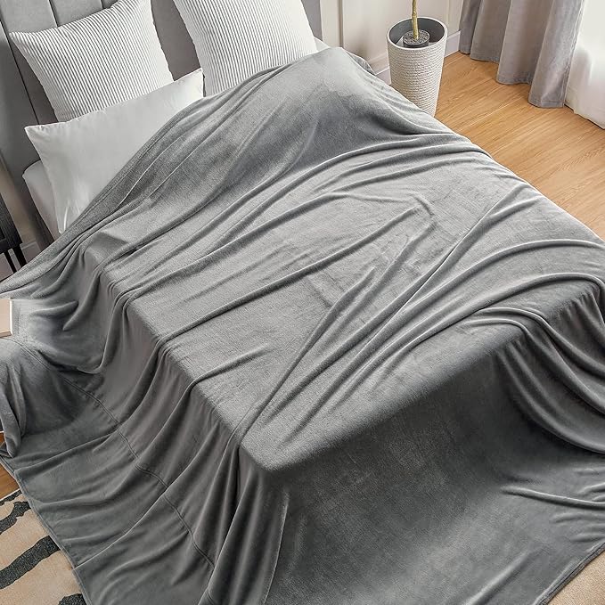 BEDELITE Big Fleece Blanket - 120" x 120" (10' x 10'), Super Soft Fluffy Fuzzy Oversized King Blanket for Bed, Couch, Sofa, Camping, Fits Whole Family, Grey
