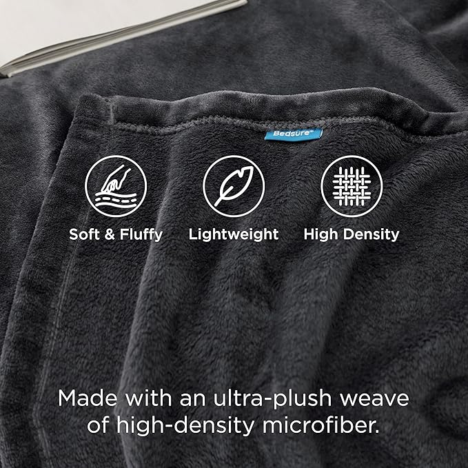 Bedsure GentleSoft Fleece Blanket California King Size Charcoal - Lightweight Plush Fuzzy Cozy Soft Bed Blankets, 102x96 inches