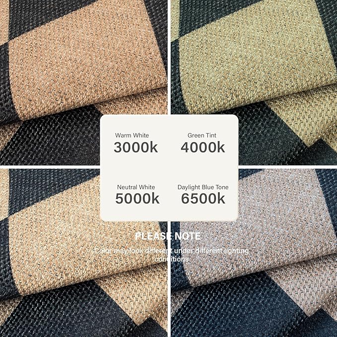Lahome Colette Checkered Round Rugs 6ft, Washable Easy Jute Circle Patio Rug Indoor Outdoor Rugs for Living Room, Farmhouse Natural Round Area Rug Contemporary Carpet for Entryway Backyard