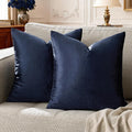 GIGIZAZA Navy Blue Velvet Pillow Covers 22x22,Square Solid Throw Pillow Covers Decorative Modern Pillows Big Vintage Cases for Couch Pack of 2