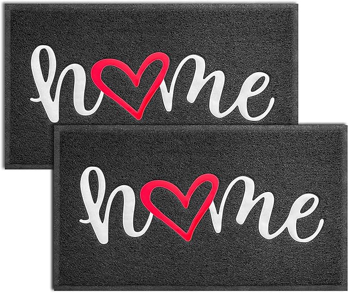 EARTHALL Door Mat 2-Pack Outside Inside Home Doormat 30"x17.5" Durable Floor Mat Non Slip Rug Ultra Absorb Mud Easy Clean Front Doormat for Garage, Entryway, Patio, High Traffic Areas, Black