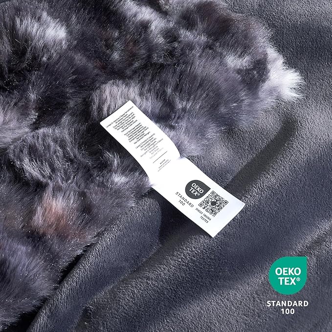 Cozy Bliss Faux Fur Throw Blanket for Bed King Size, Fuzzy Soft Plush Thick Bubble Blanket for Sofa Bedroom Living Room, 108 * 90 Inches Tie Dye Black