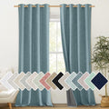 NICETOWN 100% Absolutely Blackout Linen Curtains with Thermal Insulated White Liner, Skylark Blue, 52 inches Wide, 95 inches Length Energy Saving Curtains for Living Room 2 Panels Set, Vertical Blinds