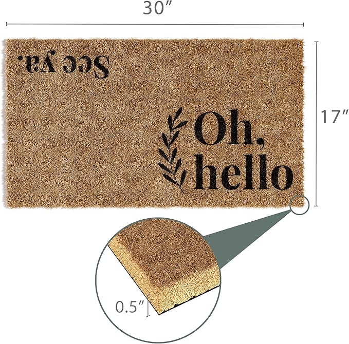 Barnyard Designs Doormat Welcome Mat for Outdoors, Large Front Door Entrance Mat, 30x17, Brown (Oh Hello)