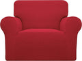 Easy-Going Stretch Oversized Chair Sofa Slipcover 1-Piece Couch Sofa Cover Furniture Protector Soft with Elastic Bottom for Kids Spandex Jacquard Fabric Small Checks Christmas Red