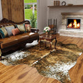 AROGAN Faux Cow Print Rug Large (6ft x 7ft) - Cow Print Area Rug with No-Slip Backing, Large Animal Skin Rugs for Living Room, Offfice, Room Decor, Saddle Brown