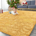 OLANLY 8x10 Machine Washable Large Area Rugs for Living Room, Bedroom, Soft Fluffy Shaggy Bedside Rug, Indoor Floor Carpet for Kids Girls and Boys, Dorms, Nursery, Home Decor Aesthetic, Mustard Yellow