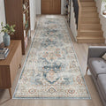 Madane Runner Rug 2'6''x8' Kitchen Runner, Hallway Runner Printed Vintage Washable Rugs Soft Non-Slip Low Pile Runners for Hallways Laundry Room Distressed Floor Carpet, Navy