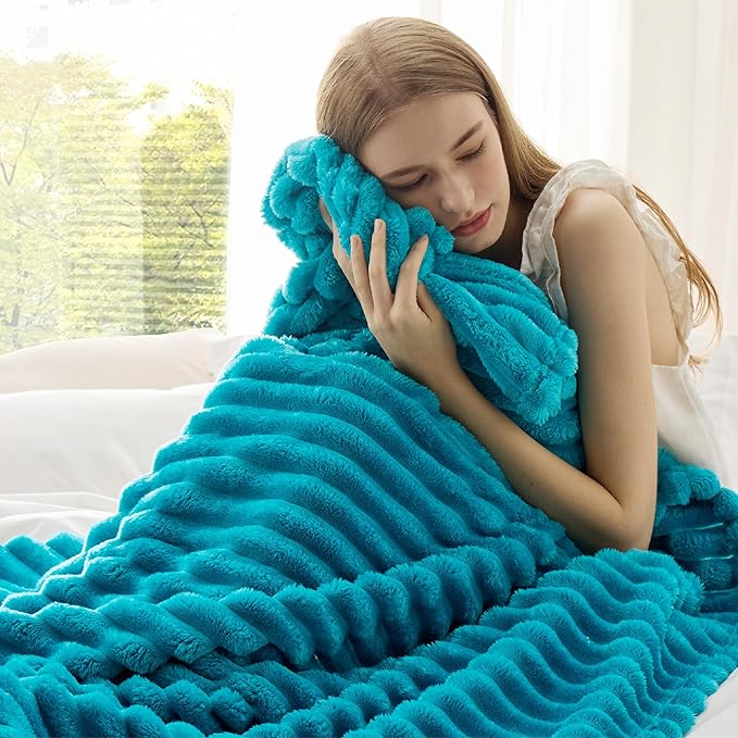 Bedsure GentleSoft Teal Fleece Blanket for Couch - Cozy Soft Blankets for Women, Cute Small Throws for Girls, 50x60 Inches