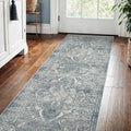 2x5 Washable Hallway Runner Rug - Non Slip Kitchen Runner Rugs with Rubber Backing Vintage Low-Pile Carpet Runners for Entryway Dining Room Laundry Room Home Decor (Blue)