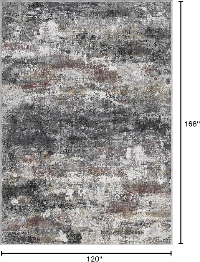 BEIMO Area Rugs 10x14 for Living Room Bedroom, Modern Abstract Machine Washable Large Dark Gray Rug, Soft Low Pile Floor Carpet with Non Slip Backing for Dining Room