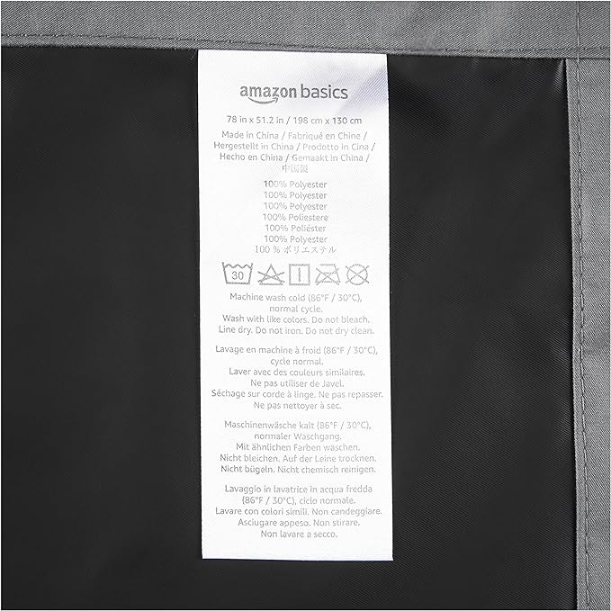 Amazon Basics Portable Energy Saving Noise Reducing Blackout Curtain Shade with Suction Cup Mounts, 50"W x 78"L, Dark Grey, 2-Pack