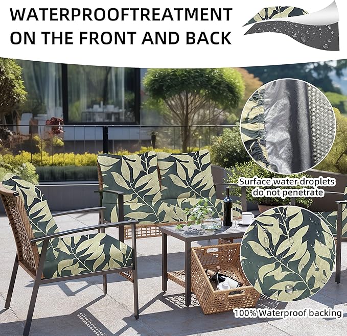 8Pcs Outdoor Cushion Covers, Patio Cushion Covers,Stretch Elastic Slipcovers, Replacement Washable & Reusable Furniture Protector for Patio Couch (Black Fantasy-Pattern,Cover Only)