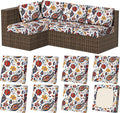 8Pcs Stretch Patio Cushion Covers, Outdoor Couch & Sofa Replacement Slipcovers for Patio Furniture Cushion Covers, Washable Reusable Furniture Protector