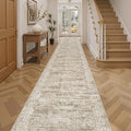 Runner Rug 2'6" x 16' Washable Non-Slip 2.5x16 ft Long Runner Rugs for Kitchen Bathroom Laundry Room Vintage Ultra Thin Runners for Hallway Entryway Brown