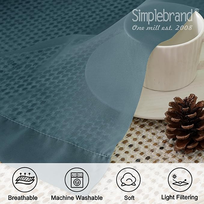 Simplebrand Dusty Blue Short Sheer Kitchen Curtains 36 Inch Length Tier Rod Pocket Cafe Drapes Half Window for Bathroom Small Windows 42 x 36 Inch, 2 Panels
