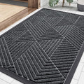 Smiry Front Door Mat Outside Entrance, Heavy Duty Sturdy Natural Rubber Doormat, Trap Dirt and Moisture, Easy Clean Low Profile Mats for Indoor Outdoor Entry, Irregular Triangle (29.5x17, Grey)
