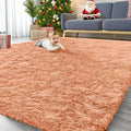 OLANLY 9x12 Machine Washable Large Area Rugs for Living Room, Bedroom, Soft Fluffy Shaggy Bedside Rug, Indoor Floor Carpet for Kids Girls and Boys, Dorms, Nursery, Home Decor, Muted Orange
