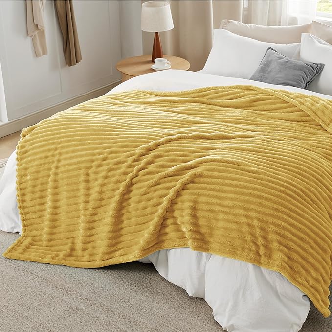 Bedsure GentleSoft Yellow California King Size Blanket for Couch - Cozy Soft Blankets for Women, Cute Small Fleece Throws for Girls, Birthday Gifts for Women, 102x96 Inches