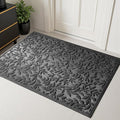 Grey Leaves Outdoor Indoor Entrance Door mat, Absorbent Durable Heavy Duty Welcome Front Door Mat,Thick Natural Rubber Back,Easy Clean Entryway Mat 47x32 Inch, Low Profile
