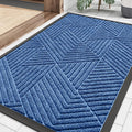 Smiry Front Door Mat Outside Entrance, Heavy Duty Sturdy Natural Rubber Doormat, Trap Dirt and Moisture, Easy Clean Low Profile Welcome Floor Mats for Indoor Outdoor Entry, 35X23 Inch, Blue