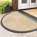 Smiry Half Circle Front Door Mat Outside Entrance, Heavy Duty Sturdy Natural Rubber Doormat, Trap Dirt and Moisture, Low Profile Mats for Indoor Outdoor Entry, Irregular Triangle (29.5x17, Beige)