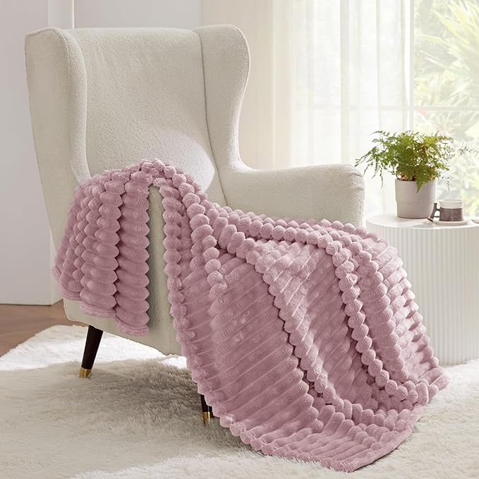 Bedsure GentleSoft Pink Fleece Blanket for Couch - Cozy Soft Blankets for Women, Cute Small Throws for Girls, 60x80 Inches