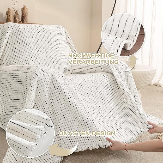 MYSKY HOME Oversized Armchair Couch Cover for 1 Cushion Couch, Washable Sofa Protector, Chair Couch Covers Sofa Covers Sofa Throws Sofa Slipcovers Futon Cover for Pet, Kid, 71"X91", White