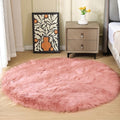 ORINOVA Pink Washable Fluffy Round Rugs for Bedroom Girls Shag Faux Sheepskin Fuzzy Fur Rugs for Living Room Circle Area Rug for Kids Round Rug 5ft