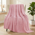 Whale Flotilla Extra Large Fuzzy Fleece Throw Blanket for Couch, 50x70 Inch Fluffy Warm Soft Jacquard Blankets for All Season, Lightweight and Cozy, Pink