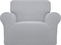 Easy-Going Stretch Oversized Chair Sofa Slipcover 1-Piece Couch Sofa Cover Furniture Protector Soft with Elastic Bottom for Kids Spandex Jacquard Fabric Small Checks Silver Gray