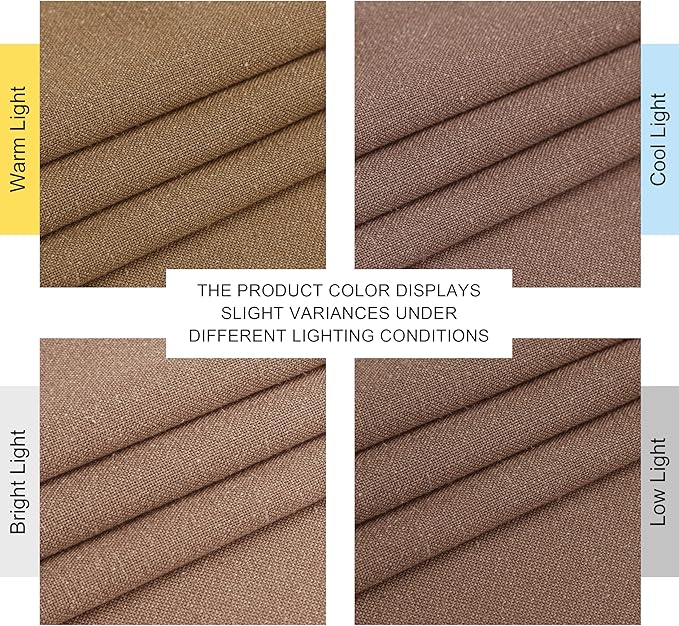 NICETOWN Gold Brown Linen Curtains for Kitchen, Thick Flax Small Window Treatments Semi Sheer Privacy Assured with Light Through for Cafe/Bathroom, W55 x L84, 2 Panels