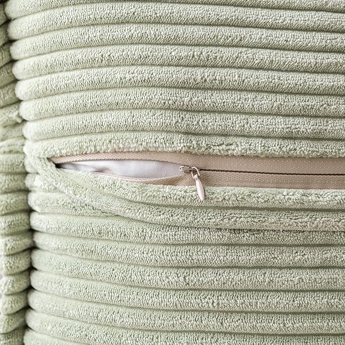 MIULEE Spring Decorative Throw Pillow Covers for Couch Bed Livingroom 20x20 Inch Set of 2 Light Green Boho Accent Throw Pllows Broadside Striped Patchwork Soft Corduroy Summer Pillowcases
