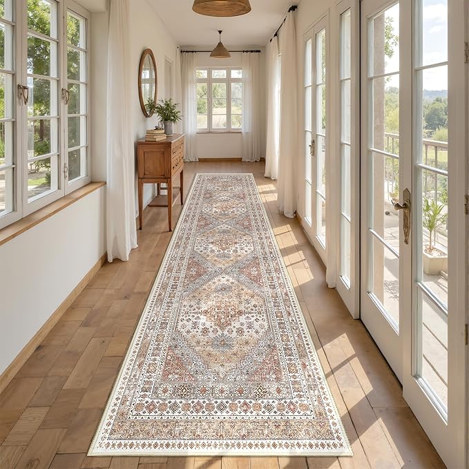 Kitchen Runner Rug Non Slip Washable 2.5x10, Soft Ultra-Thin Entryway Rug Runners for Hallways, Carpet Runner for Living Room,Kitchen, Laundry, Bathroom(Orange,2.5'x10')