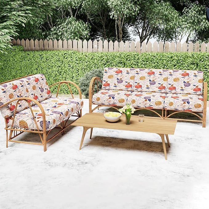 Smiry Printed Couch Cushion Covers, Stretch Soft Couch Covers for Sofa, Washable Non-Slip Sofa Slipcover Furniture Protector for Indoor and Outdoor (Backrest M, Orange)