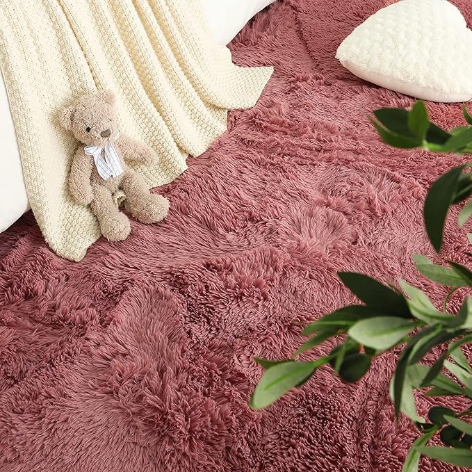 LOCHAS Ultra Soft Indoor Modern Area Rugs Fluffy Living Room Carpets for Children Bedroom Home Decor Nursery Rug 3x5 Feet, Blush
