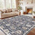AMADA HOMEFURNISHING 8x10 Washable Area Rug, Low-Profile Large Area Rug with Non-Slip Backing & Durable Edge Binding, Vintage Large Rugs for Living Room, Bedroom, Dinning Room