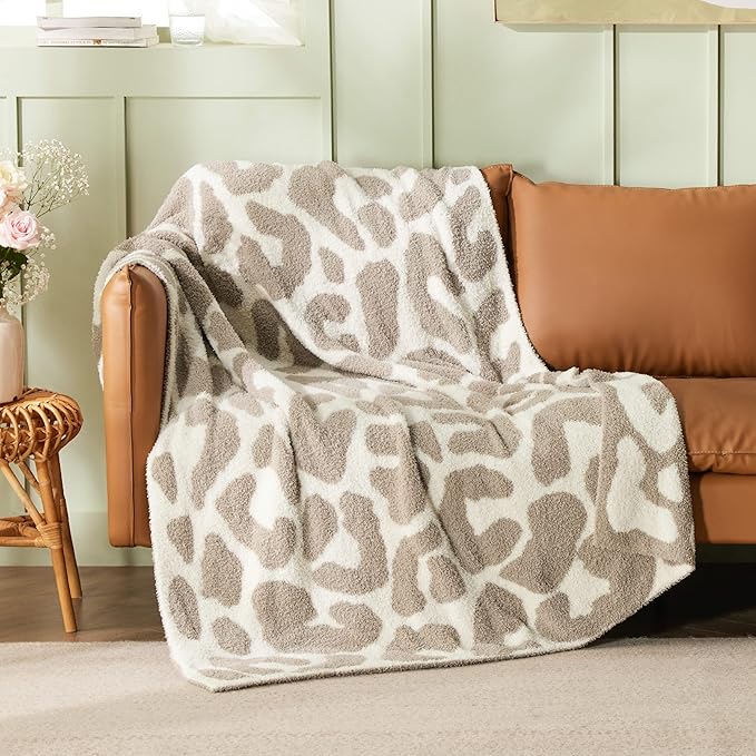 Bedsure Leopard Throw Blanket for Couch, Cheetah Print Knit Fall Gifts Blanket - Super Soft, Cozy & Warm, GentleSoft, Breathable & Lightweight for Bedding Sofa, Khaki, 50x60 Inches
