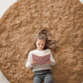 OLANLY Khaki Round Rugs for Bedroom - Machine Washable, 6 ft Circle Area Rugs for Living Room, Soft and Fluffy Shaggy Carpet for Teen Girl and Boys, Nursery Rooms, Dorms, Home Decor Aesthetic