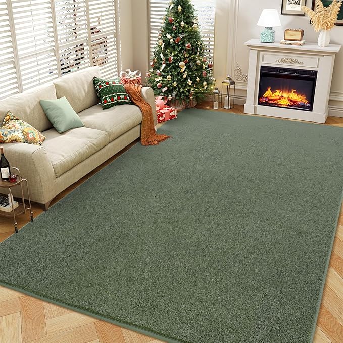 Amearea Large Modern Area Rugs for Bedroom Living Room, 5x8 Feet Sage Green Thickened Memory Foam Rug, Fluffy Indoor Washable Rugs Non Slip Minimalist Carpet for Boys Girls Dorm Nursery Room Decor