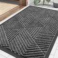 Smiry Front Door Mat Outside Entrance, Heavy Duty Sturdy Natural Rubber Doormat, Trap Dirt and Moisture, Easy Clean Low Profile Mats for Indoor Outdoor Entry, Irregular Triangle (29.5x17, Silver Grey)